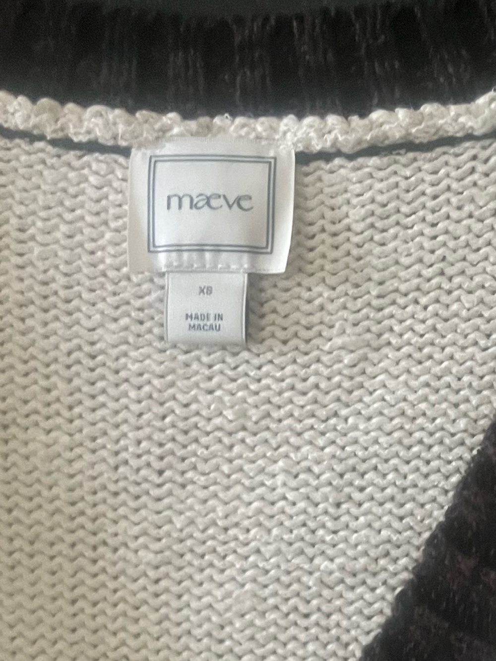 Anthropologie Maeve Cream France Graphic Knit Cardigan with Black Trim size xs - Picture 4 of 6